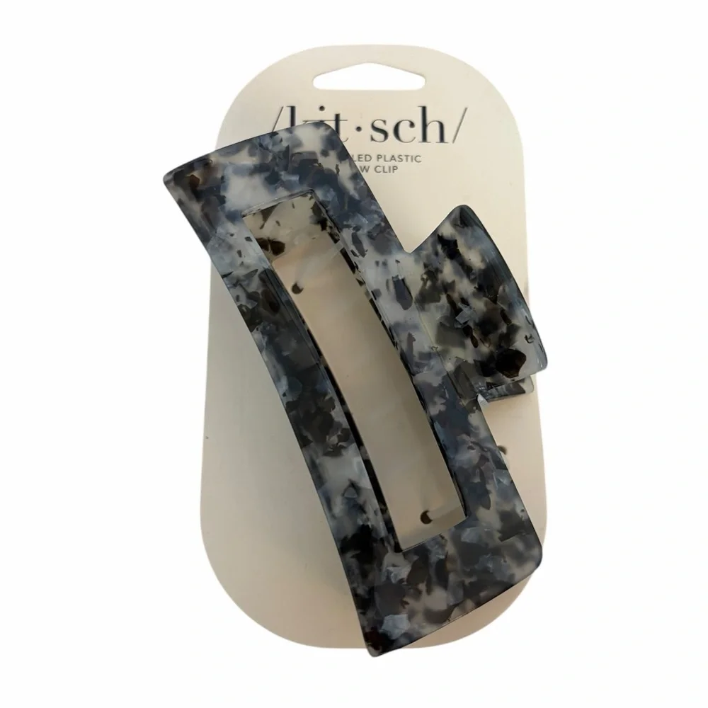 Kitsch Recycled Plastic Claw Clip – Marble Black/Gray